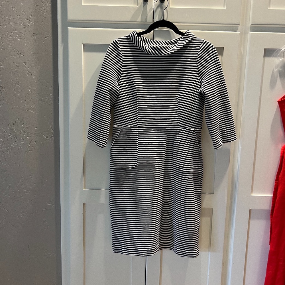 Boden Navy and White Striped Ponte Dress, Size 6